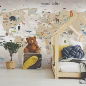 Papel de Parede Mapa Mundi Inverno | Consultar Prazo de Produção e envio |