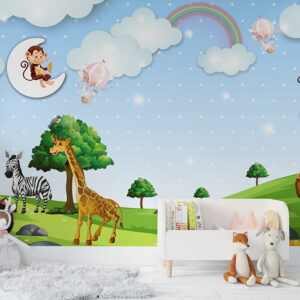 Papel de Parede Adesivo Safari Girafa Animais Floral | Consultar Prazo de Produção e envio |
