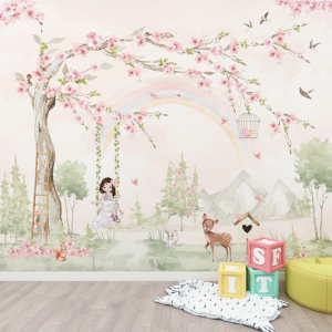 Papel de Parede Infantil Primavera Aquarela Personalizado | Consultar Prazo de Produção e envio |