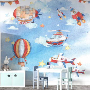 Papel de Parede Infantil Aviões e Balões Personalizado | Consultar Prazo de Produção e envio |