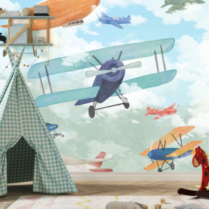Papel de Parede Infantil Aviões Antigos Personalizado | Consultar Prazo de Produção e envio |
