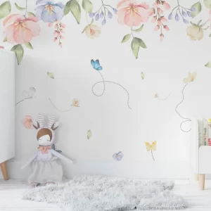 Papel de Parede Adesivo Floral Menina Personalizado | “Consultar Prazo de Produção e envio |