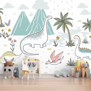 Papel de Parede Adesivo Ilha dos Dinossauros | Consultar Prazo de Produção e envio |