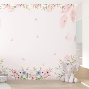 Papel de Parede Adesivo Borboletas e Flores | Consultar Prazo de Produção e envio |