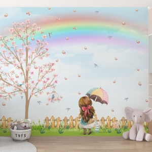 Papel de Parede Adesivo Menina no Jardim | Consultar Prazo de Produção e envio |