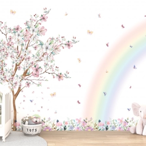Papel de Parede Adesivo Flores e Arco Iris | Consultar Prazo de Produção e envio |