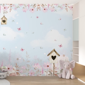 Papel de Parede Adesivo Jardim com Borboletas | Consultar Prazo de Produção e envio |