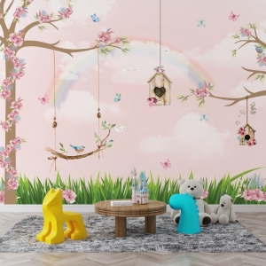 Papel de Parede Adesivo Jardim com Arco Iris | Consultar Prazo de Produção e envio |