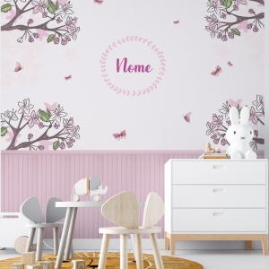 Papel de Parede Adesivo Pink Borboletas | Consultar Prazo de Produção e envio |