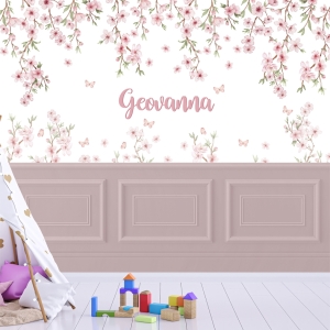 Papel de Parede Adesivo Floral com Molduras | Consultar Prazo de Produção e envio |