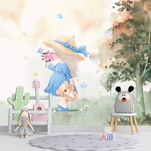 Papel de Parede Adesivo Cute Girl Aquarela | Consultar Prazo de Produção e envio |