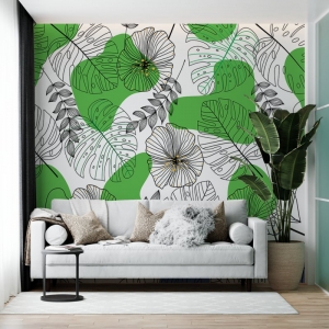 Papel de Parede Adesivo Floral Tropical Verde | Consultar Prazo de Produção e envio |