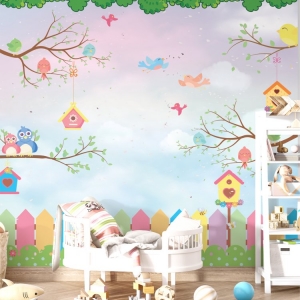 Papel de Parede Adesivo Jardim Encantado dos Pássaros | Consultar Prazo de Produção e envio |