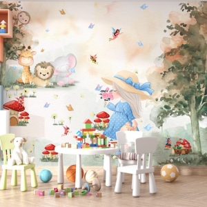 Papel de Parede Adesivo Cute Girl Aquarela Encantada | Consultar Prazo de Produção e envio |