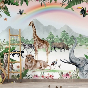 Papel de Parede Adesivo Safari com Arco Iris | Consultar Prazo de Produção e envio |