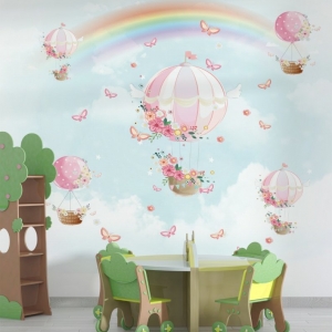 Papel de Parede Adesivo Balões de Ar e Arco Iris | Consultar Prazo de Produção e envio |