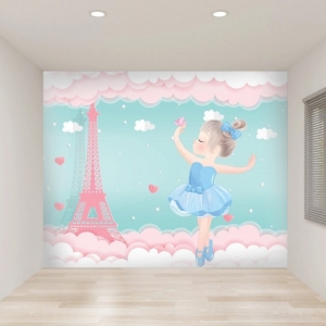Papel de Parede Adesivo Bailarina Torre Eiffel | Consultar Prazo de Produção e envio |