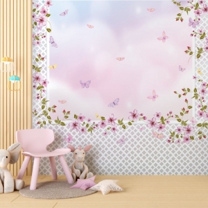 Papel de Parede Adesivo Cortina de Flores 4 | Consultar Prazo de Produção e envio |