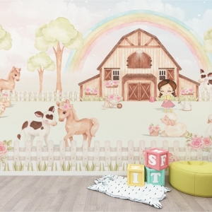 Papel de Parede Adesivo Fazendinha Pink | Consultar Prazo de Produção e envio |