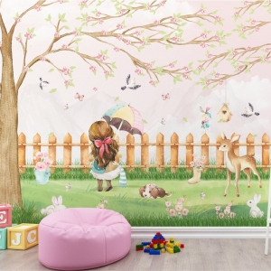 Papel de Parede Adesivo Jardim Colorido | Consultar Prazo de Produção e envio |