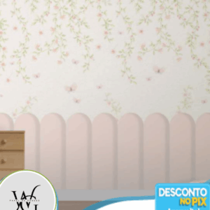 Papel de Parede Personalizado | Flores com Molduras Rosa