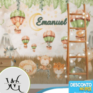 Papel de Parede Personalizado | Balão e Bichinhos