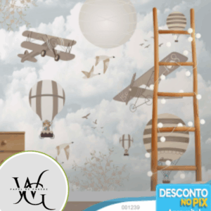 Papel de Parede Personalizado | Balões com Avião
