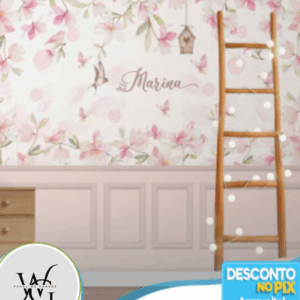 Papel de Parede Personalizado | Flores com Boiserie