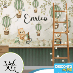 Papel de Parede Personalizado | Balões com Ripado Verde