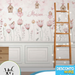 Papel de Parede Personalizado | Flores com Boiserie 03