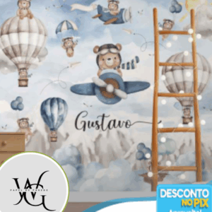 Papel de Parede Personalizado | Balões e Ursos